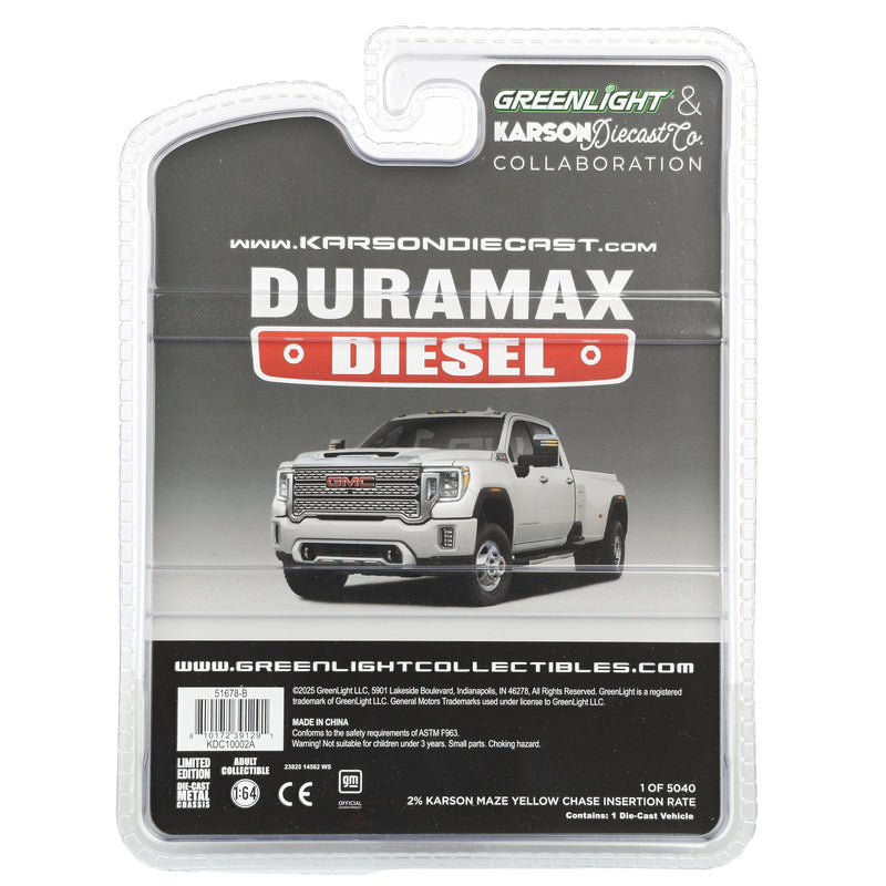 1/64 2022 GMC Sierra 3500 Denali Dually Pickup Truck, White Frost by GreenLight Collectibles