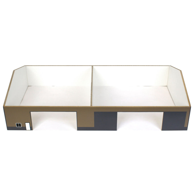 1/64 Tan & Gray 2 Door 70ft x 130ft Wooden Implement Pole Building with Divided Shop Area