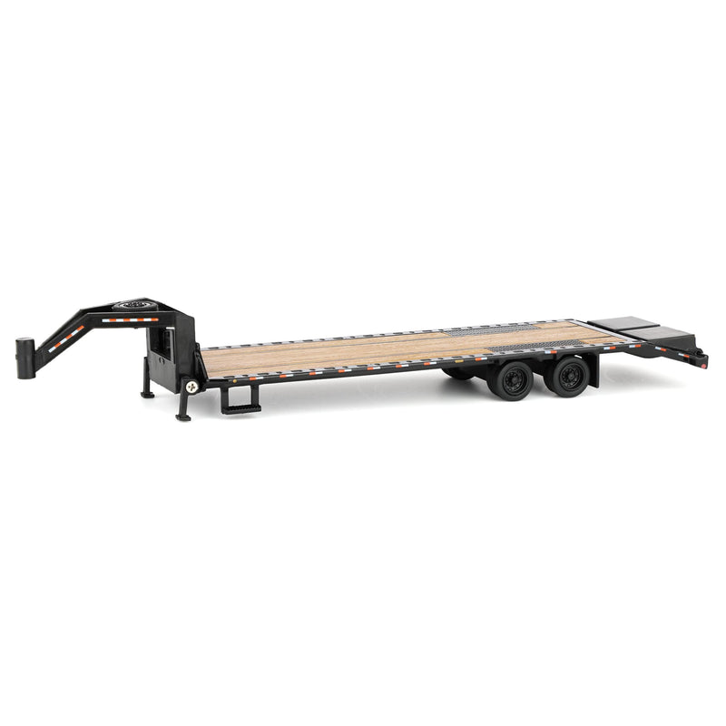 1/64 Black Gooseneck Trailer with Black Rims & Red & White Conspicuity Stripes, Outback Toys Exclusive