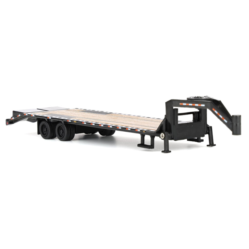 1/64 Black Gooseneck Trailer with Black Rims & Red & White Conspicuity Stripes, Outback Toys Exclusive