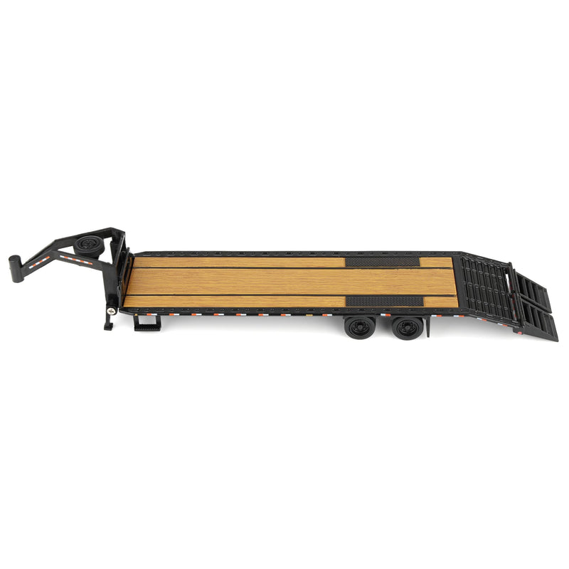 1/64 Black Gooseneck Trailer with Black Rims & Red & White Conspicuity Stripes, Outback Toys Exclusive