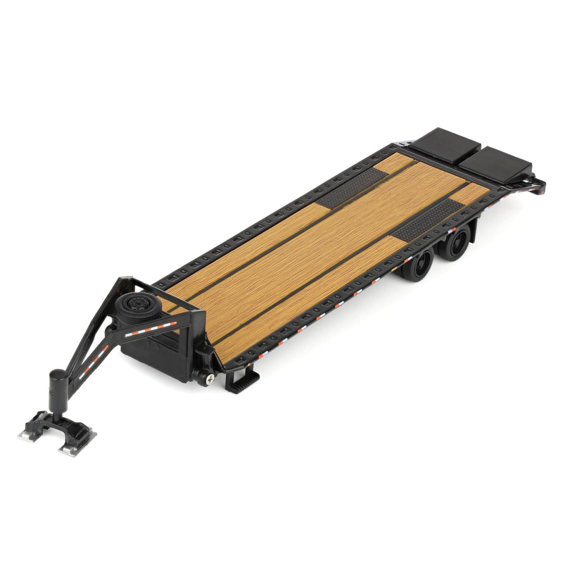 1/64 Black Gooseneck Trailer with Black Rims & Red & White Conspicuity Stripes, Outback Toys Exclusive