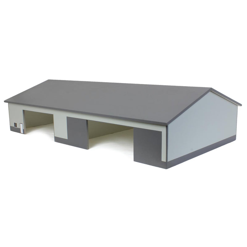 1/64 Dark & Light Gray 2 Door 70ft x 130ft Wooden Implement Pole Building with Divided Shop Area