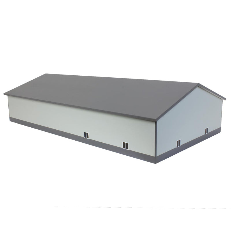 1/64 Dark & Light Gray 2 Door 70ft x 130ft Wooden Implement Pole Building with Divided Shop Area