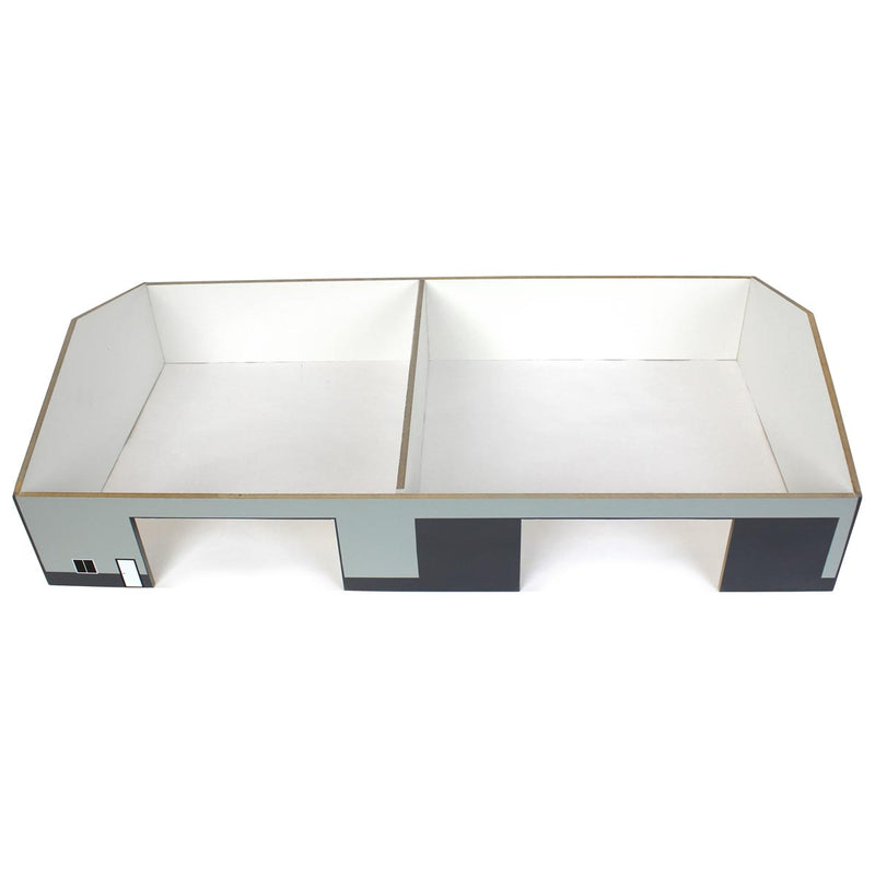 1/64 Dark & Light Gray 2 Door 70ft x 130ft Wooden Implement Pole Building with Divided Shop Area