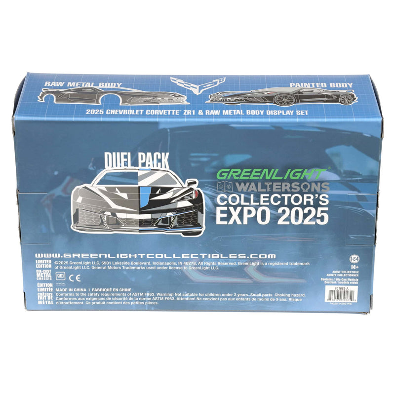 Charcoal Chrome Chase Unit ~ 1/64 2025 Chevrolet Corvette C8 ZR1 Raw Casting Dual Pack, 2025 GreenLight Waltersons Product Expo Dinner Exclusive
