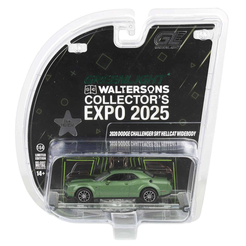 1/64 2020 Dodge Challenger SRT Hellcat Widebody, F8 Green with Indiana Stripe, 2025 GreenLight Waltersons Product Expo Exclusive
