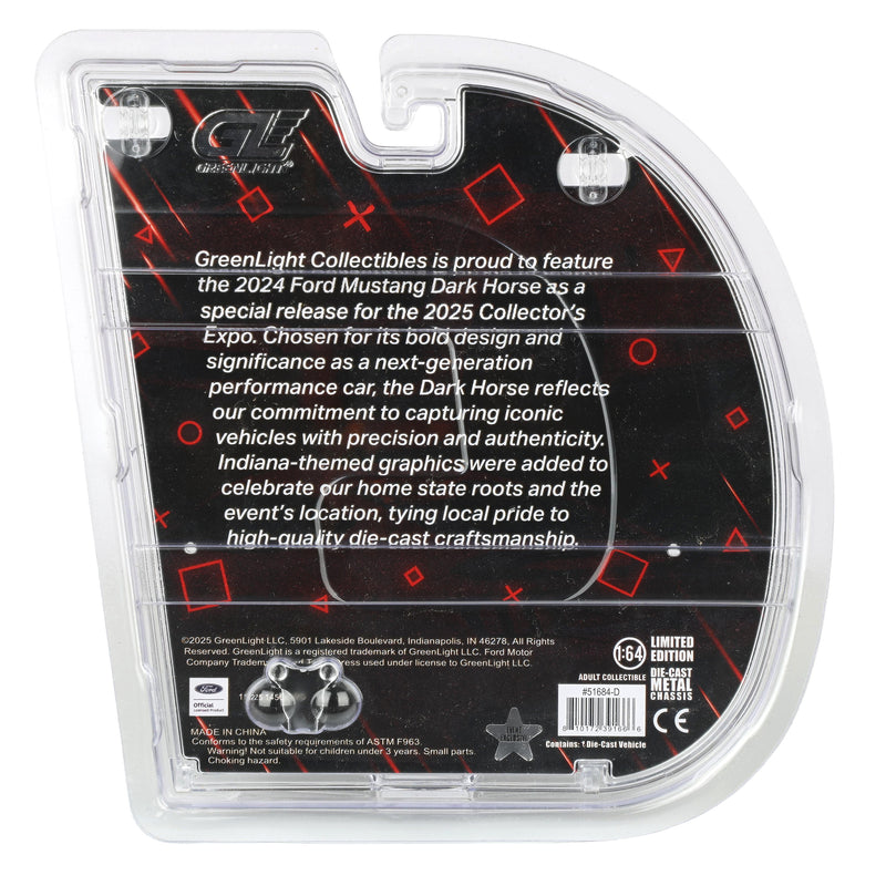 1/64 2024 Ford Mustang Dark Horse, Red with Indiana Stripe, 2025 GreenLight Waltersons Product Expo Exclusive