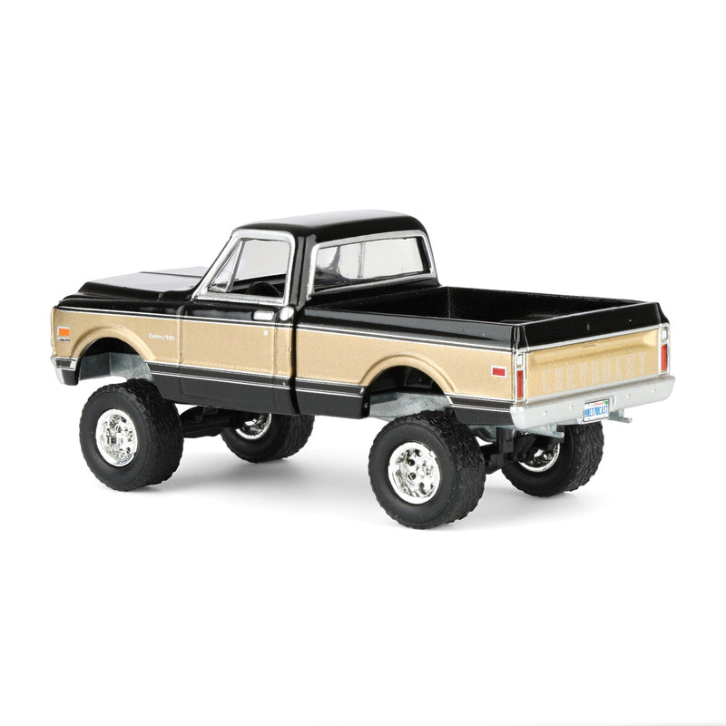 1/64 Lifted 1969 Chevrolet K10 Pickup Truck, Black & Gold, Dealer Exclusive by GreenLight Collectibles