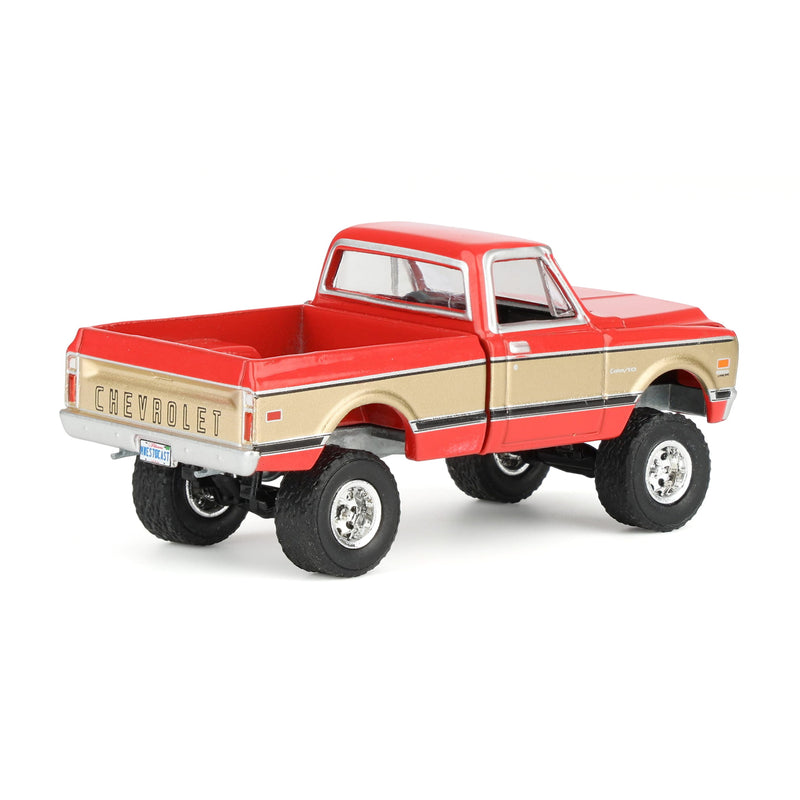 1/64 Lifted 1969 Chevrolet K10 Pickup Truck, Red & Gold, Dealer Exclusive by GreenLight Collectibles