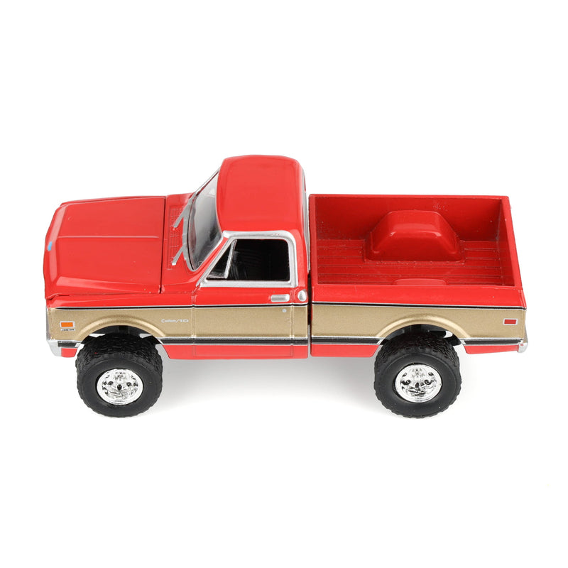 1/64 Lifted 1969 Chevrolet K10 Pickup Truck, Red & Gold, Dealer Exclusive by GreenLight Collectibles