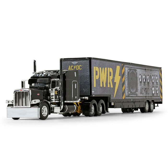 1/64 Black AC/DC Power Up Peterbilt Semi with Trailer, DCP by First Gear