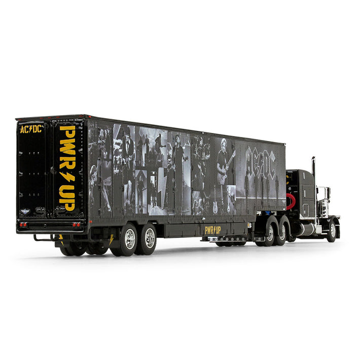 1/64 Black AC/DC Power Up Peterbilt Semi with Trailer, DCP by First Gear