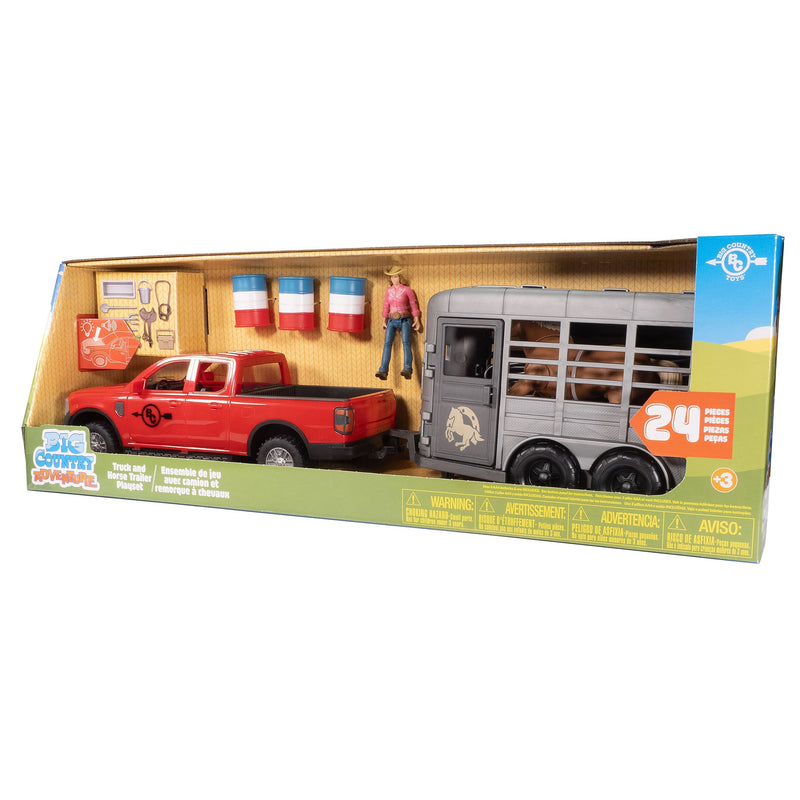 1/20 24-Piece Pickup Truck & Horse Trailer Playset with Accessories by Big Country Toys