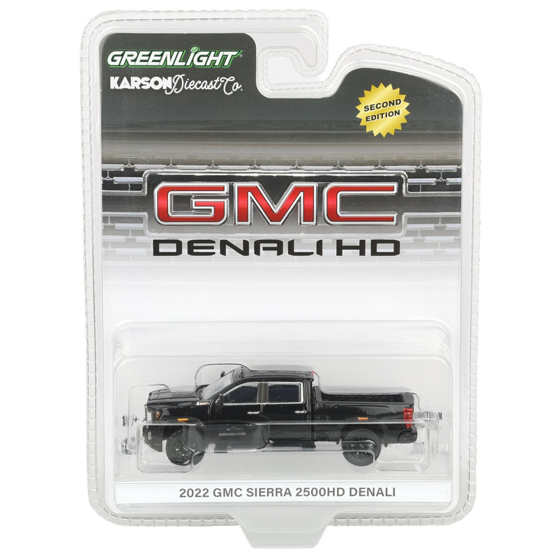 1/64 2022 GMC Sierra 2500 Denali Pickup Truck, Onyx Black (2nd Edition) by GreenLight Collectibles