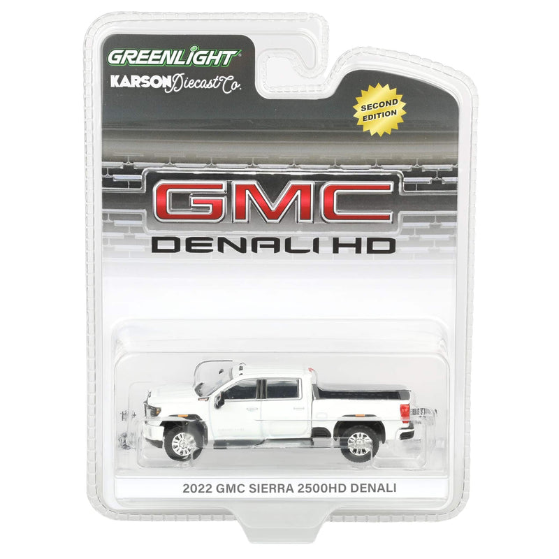 1/64 2022 GMC Sierra 2500 Denali Pickup Truck, Summit White (2nd Edition) by GreenLight Collectibles