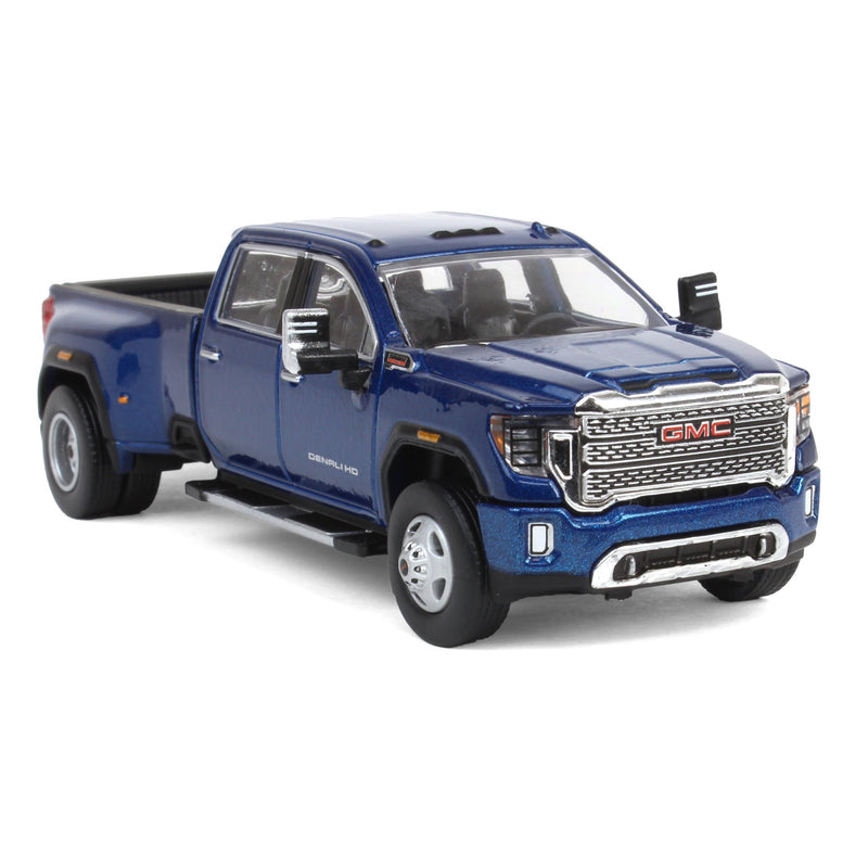 1/64 2022 GMC Sierra 3500 Denali Dually Pickup Truck, Pacific Blue (2nd Edition) by GreenLight Collectibles