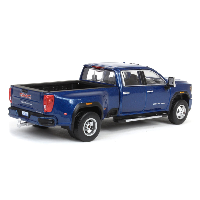 1/64 2022 GMC Sierra 3500 Denali Dually Pickup Truck, Pacific Blue (2nd Edition) by GreenLight Collectibles