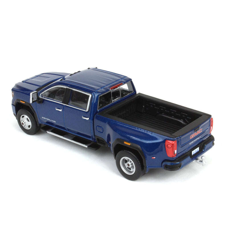 1/64 2022 GMC Sierra 3500 Denali Dually Pickup Truck, Pacific Blue (2nd Edition) by GreenLight Collectibles