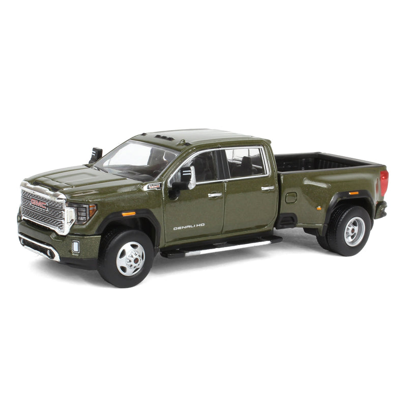 1/64 2022 GMC Sierra 3500 Denali Dually Pickup Truck, Forest Metallic (2nd Edition) by GreenLight Collectibles