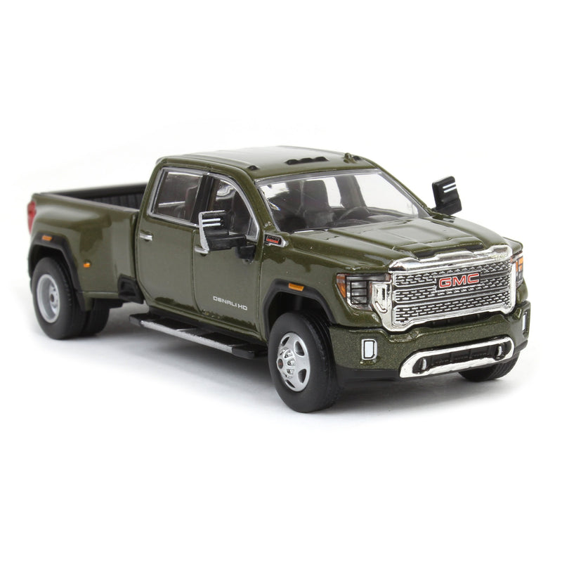 1/64 2022 GMC Sierra 3500 Denali Dually Pickup Truck, Forest Metallic (2nd Edition) by GreenLight Collectibles