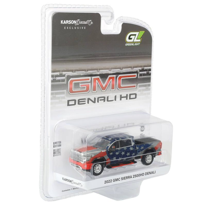 Raw Chase Unit ~ 1/64 2022 GMC Sierra Denali 2500HD, Stars & Stripes USA 250, Dealer Exclusive