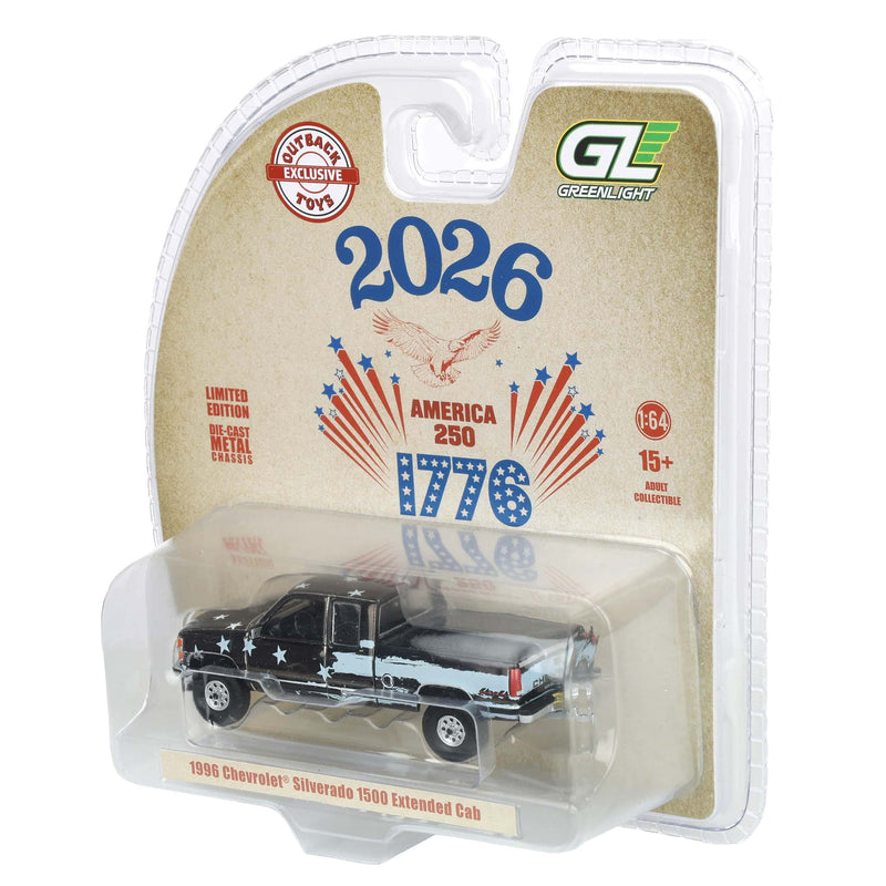 Black Chrome Chase Unit ~ 1/64 1996 Chevrolet Silverado Pickup Truck, USA 250 Tribute, Outback Toys Exclusive Limited to 37 Units