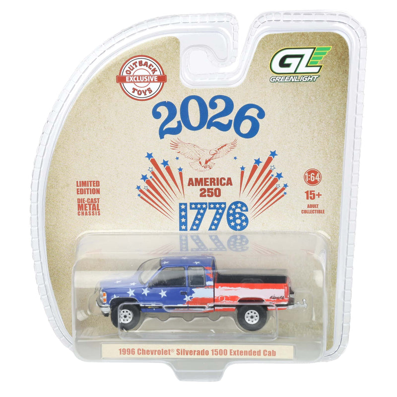 1/64 1996 Chevrolet Silverado Pickup Truck, USA 250 Tribute, Outback Toys Exclusive Limited to 1776
