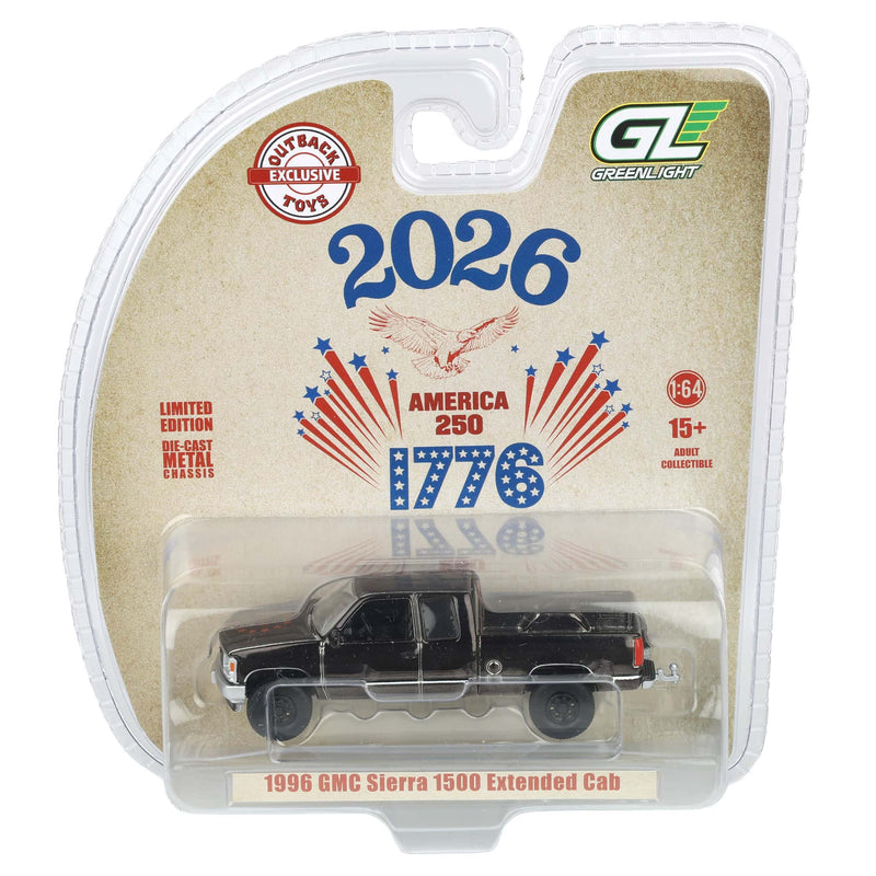 Black Chrome Chase Unit ~ 1/64 1996 GMC Sierra Pickup Truck, USA 250 Tribute, Outback Toys Exclusive Limited to 37 Units