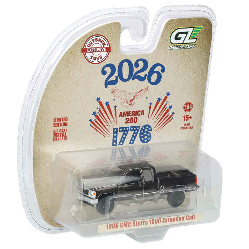 Black Chrome Chase Unit ~ 1/64 1996 GMC Sierra Pickup Truck, USA 250 Tribute, Outback Toys Exclusive Limited to 37 Units