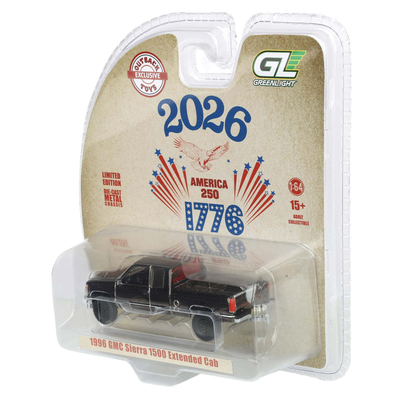 Black Chrome Chase Unit ~ 1/64 1996 GMC Sierra Pickup Truck, USA 250 Tribute, Outback Toys Exclusive Limited to 37 Units