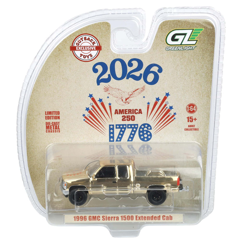 Gold Chrome Chase Unit ~ 1/64 1996 GMC Sierra Pickup Truck, USA 250 Tribute, Outback Toys Exclusive Limited to 37 Units