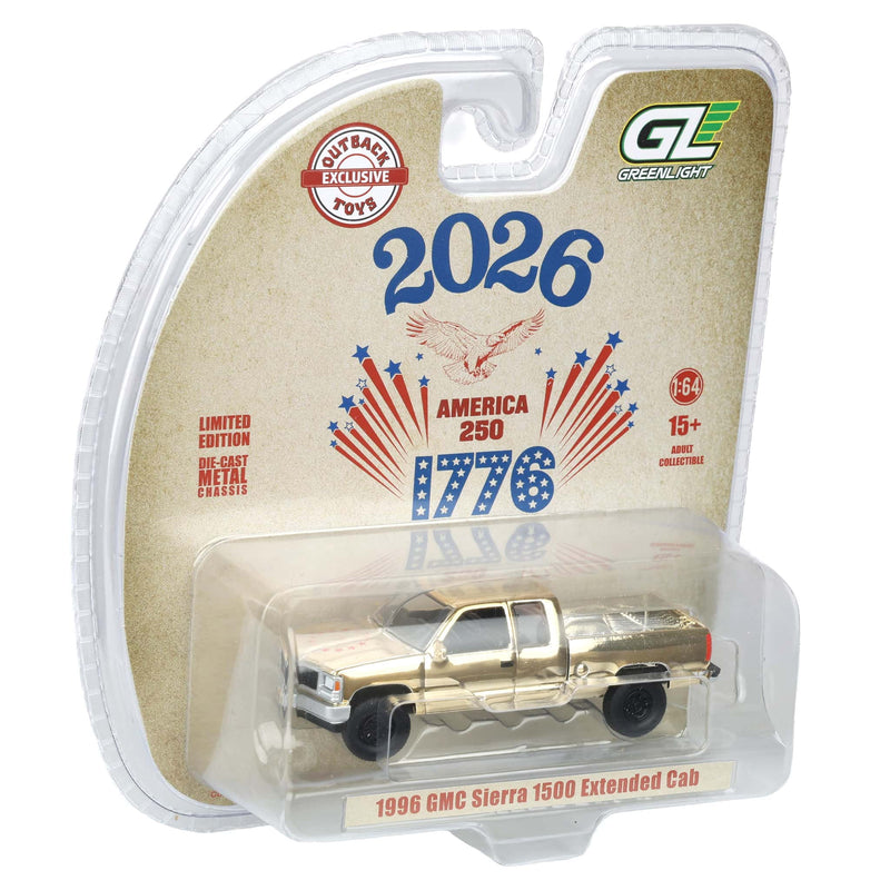 Gold Chrome Chase Unit ~ 1/64 1996 GMC Sierra Pickup Truck, USA 250 Tribute, Outback Toys Exclusive Limited to 37 Units