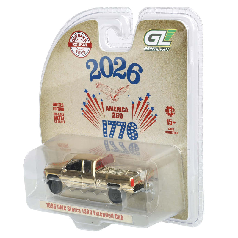 Gold Chrome Chase Unit ~ 1/64 1996 GMC Sierra Pickup Truck, USA 250 Tribute, Outback Toys Exclusive Limited to 37 Units