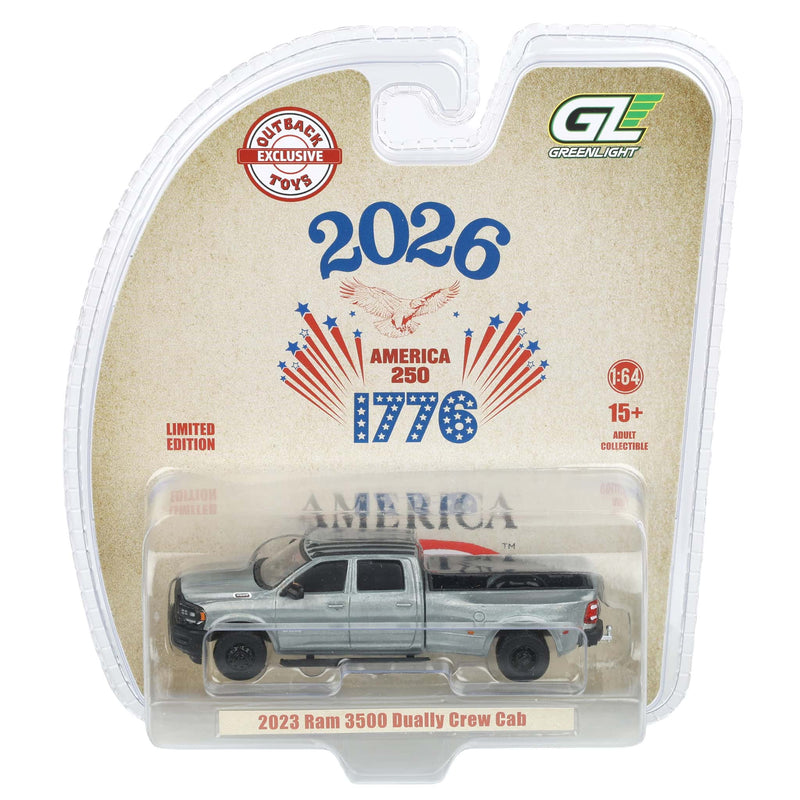 Raw Chase Unit ~ 1/64 2023 RAM 3500 Dually Pickup Truck, USA 250 Tribute, Outback Toys Exclusive Limited to 37 Units, America 250