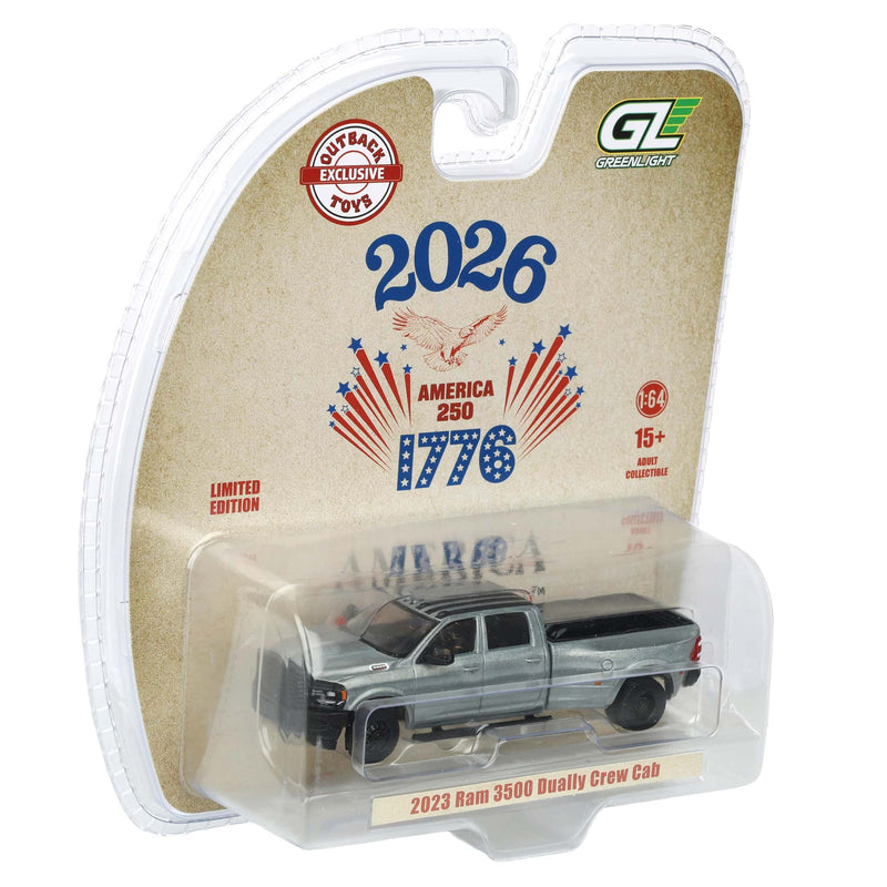 Raw Chase Unit ~ 1/64 2023 RAM 3500 Dually Pickup Truck, USA 250 Tribute, Outback Toys Exclusive Limited to 37 Units, America 250