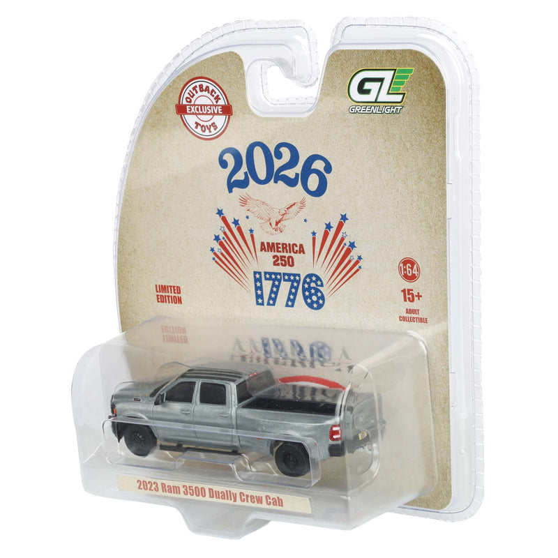 Raw Chase Unit ~ 1/64 2023 RAM 3500 Dually Pickup Truck, USA 250 Tribute, Outback Toys Exclusive Limited to 37 Units, America 250