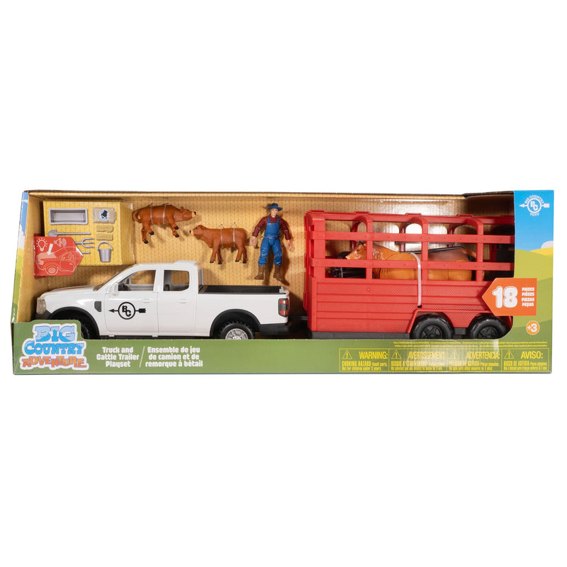1/20 18-Piece Pickup Truck & Cattle Trailer Playset with Accessories by Big Country Toys