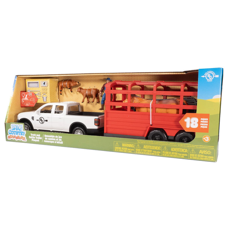 1/20 18-Piece Pickup Truck & Cattle Trailer Playset with Accessories by Big Country Toys