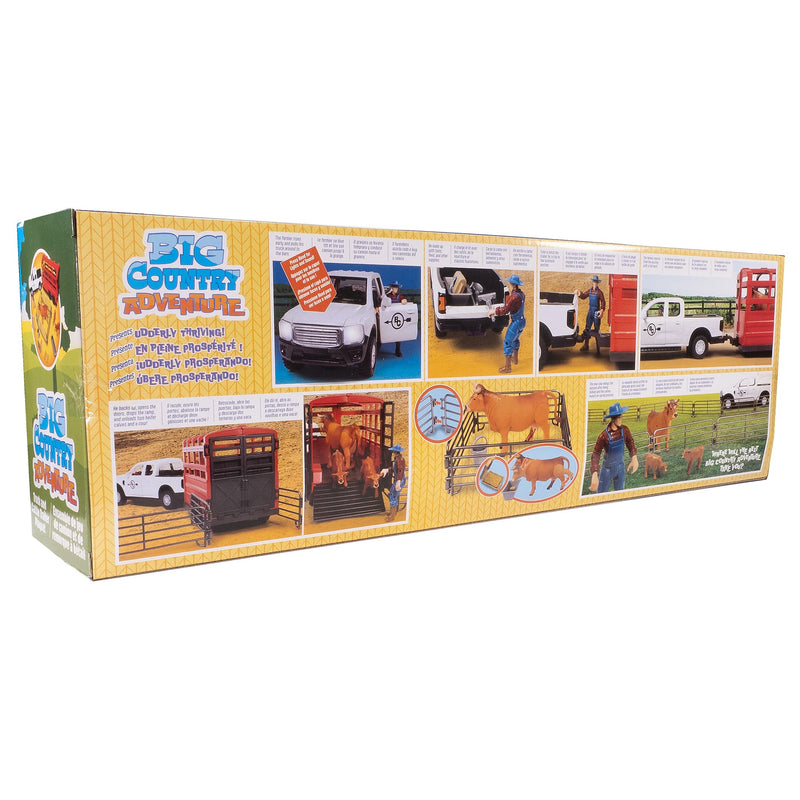 1/20 18-Piece Pickup Truck & Cattle Trailer Playset with Accessories by Big Country Toys