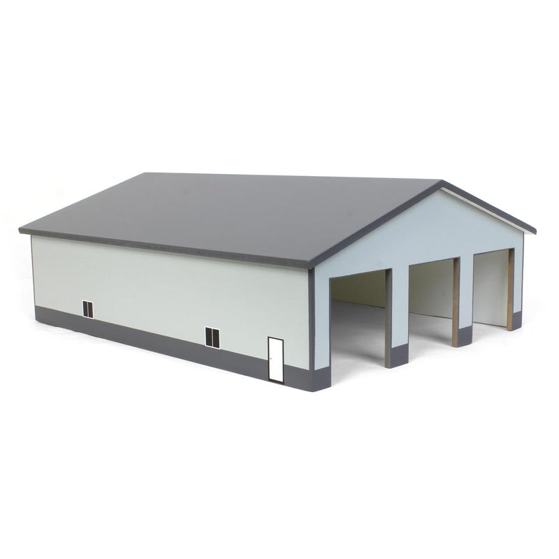 1/64 Light & Dark Gray 3 Door 60ft x 80ft Wooden Implement or Shop Building