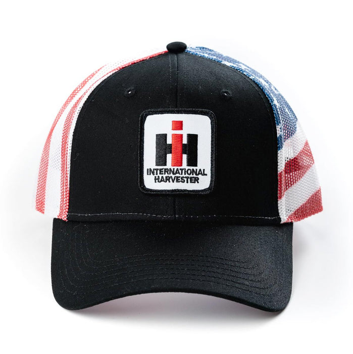 IH Logo Black Hat with US Flag Mesh Back