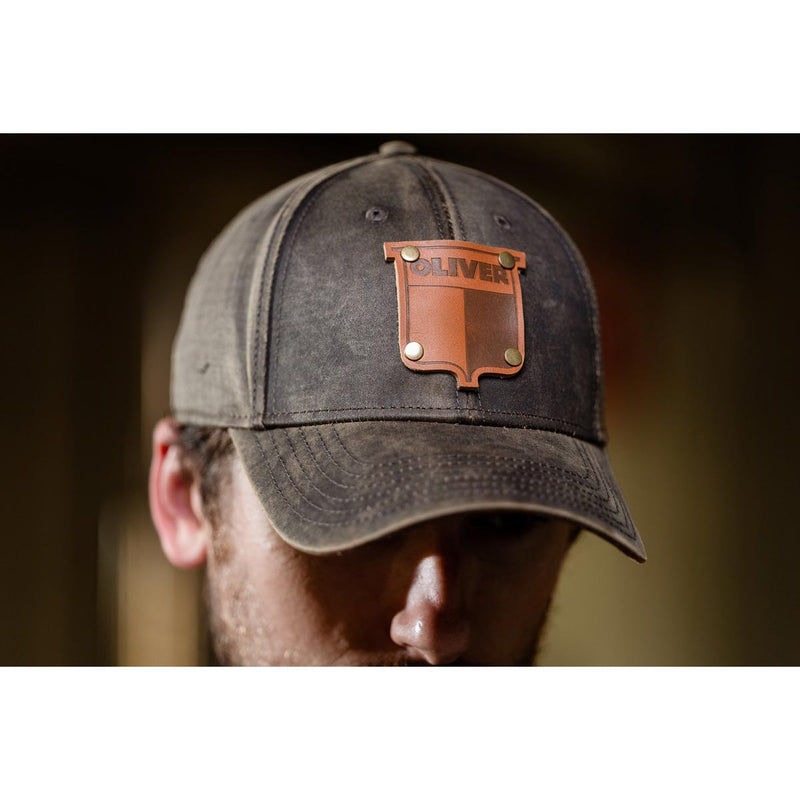 Vintage Oliver Oil Distressed Leather Emblem Gray Hat
