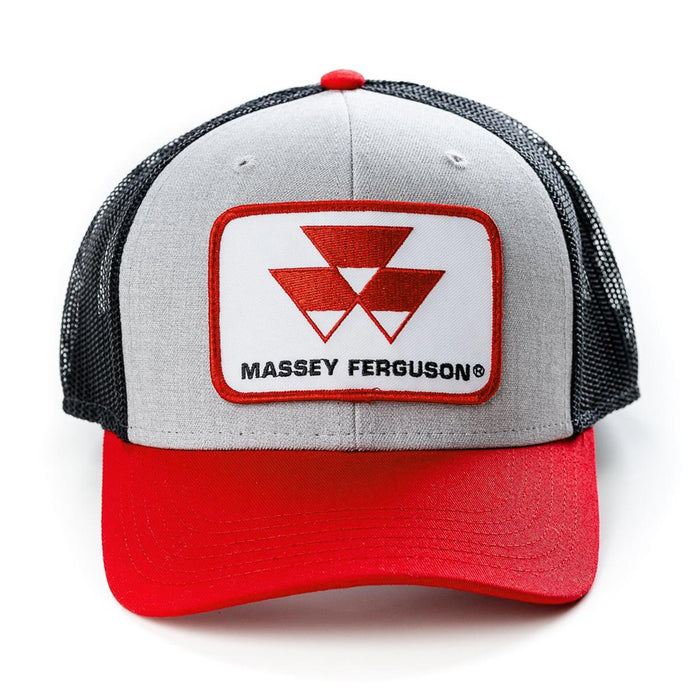 Massey Ferguson Logo Hat, Heather Gray with Red Brim and Black Mesh