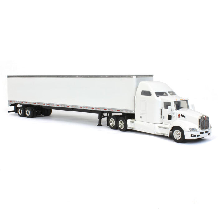 1/64 White Kenworth T660 Sleeper & Trailer with Double Rear Doors