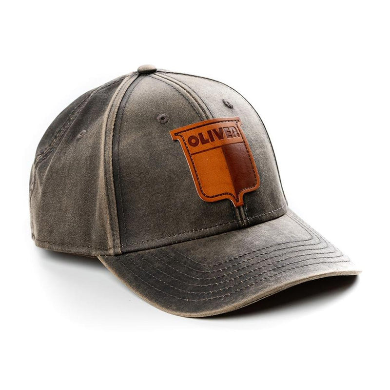 Vintage Oliver Oil Distressed Leather Emblem Gray Hat