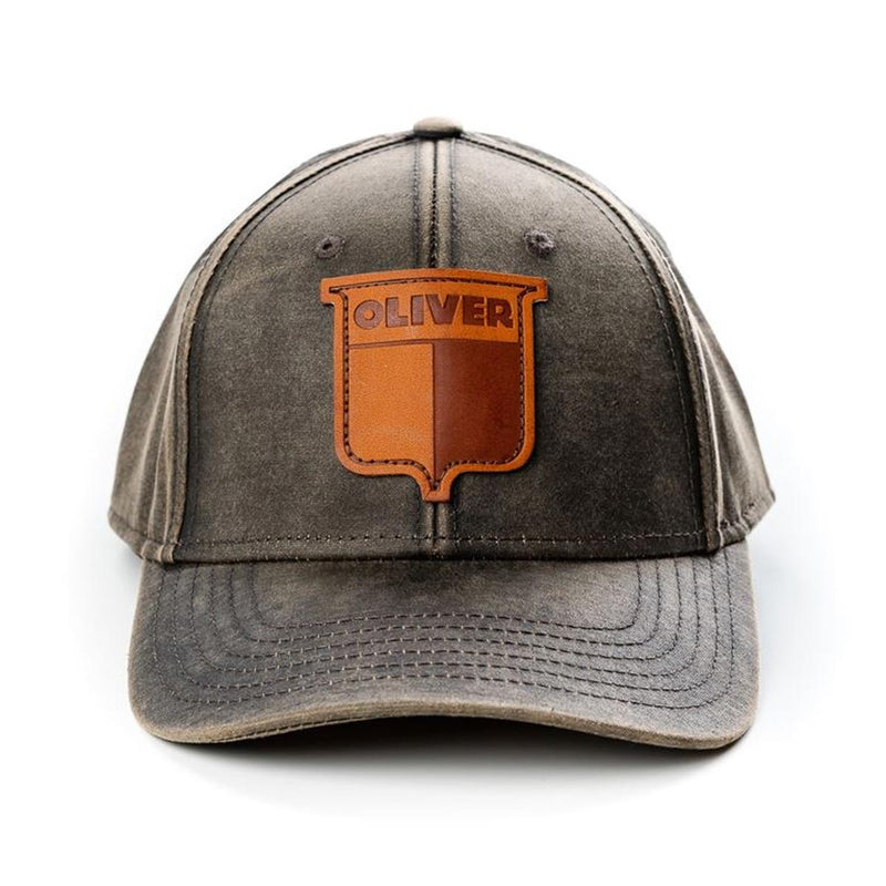 Vintage Oliver Oil Distressed Leather Emblem Gray Hat