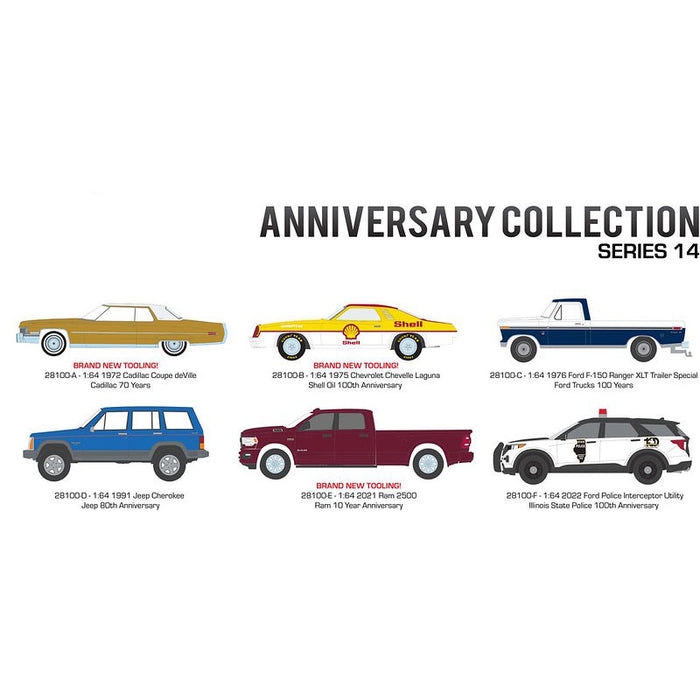1/64 Anniversary Collection Series 14 by Greenlight, 6 Vehicle Set--SEALED
