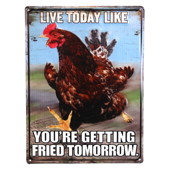 Live Today Vertical Embossed 12" x 16" Metal Sign