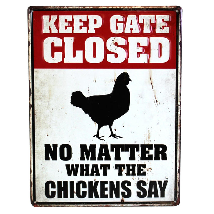 Keep Gate Closed Vertical Embossed 12" x 16" Metal Sign